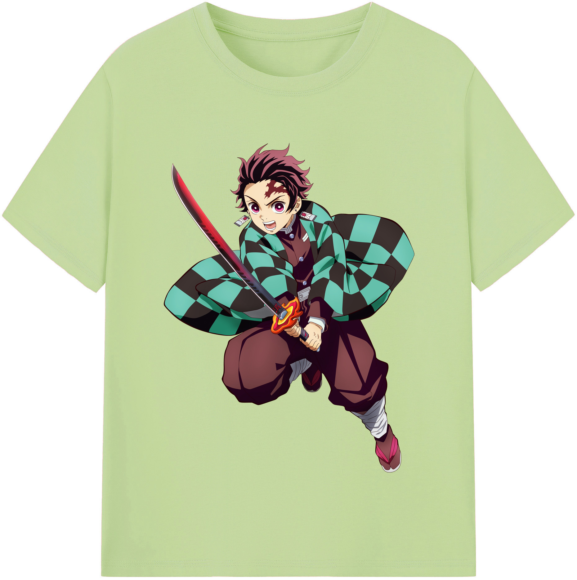 （画像用） 鬼滅の刃 竈門 炭治郎／かまど たんじろう Kamado Tanjirou 綿100％半袖Tシャツ（フロントプリント）